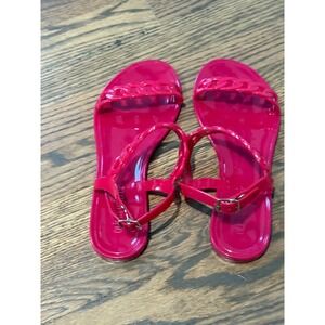Olivia Miller Women's Pink‎ Jelly Chain Strap Flat Sandals Size UK 4 EUR 37